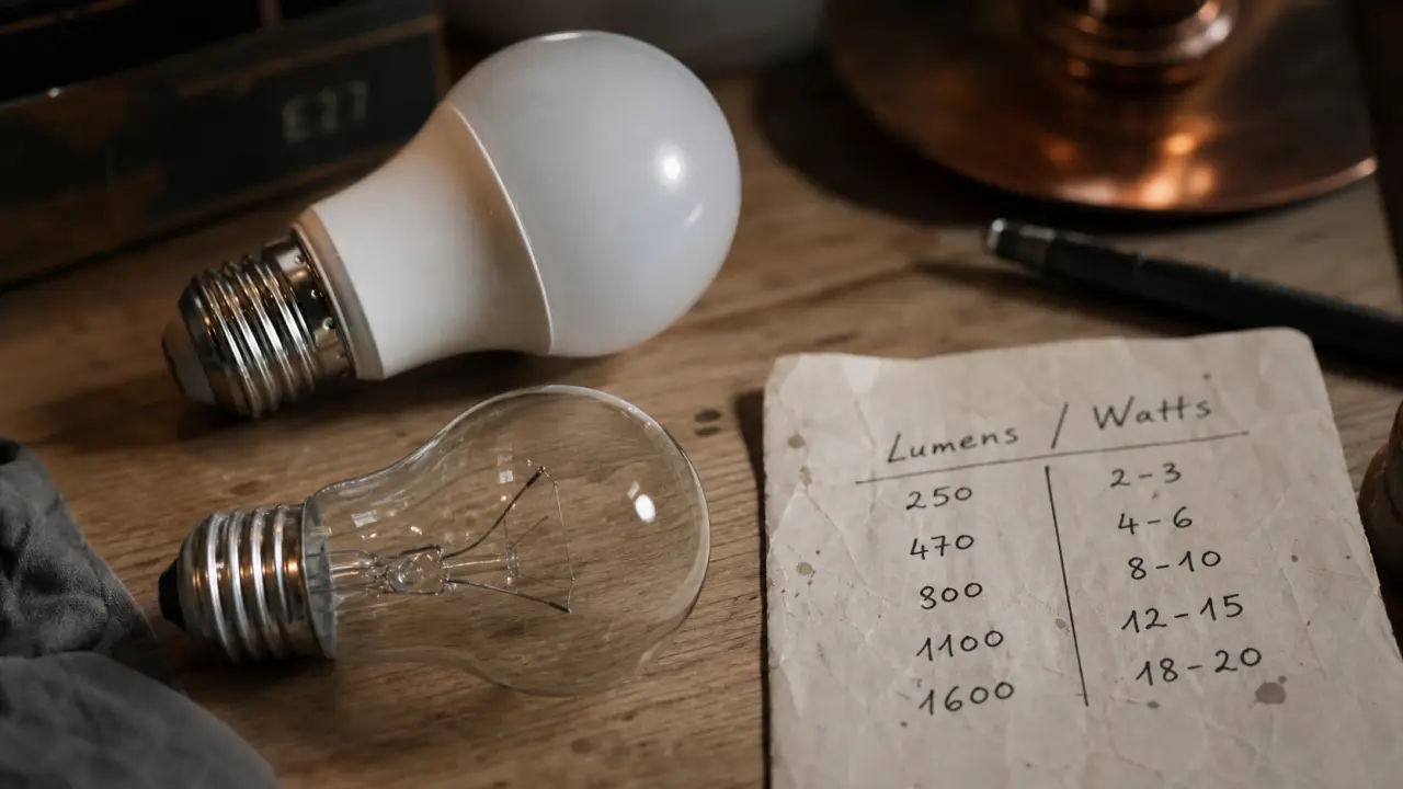 Conversion lumen en watt : 806 lumens équivalent 60 W pour éviter LED trop faibles