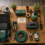 Aménagement abri de jardin 5, 10 et 15 m², plan vu du dessus