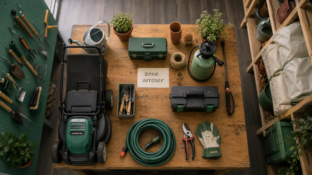 Aménagement abri de jardin 5, 10 et 15 m², plan vu du dessus