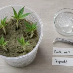 Bouture cannabis en clone, enracinement sur laine de roche humide
