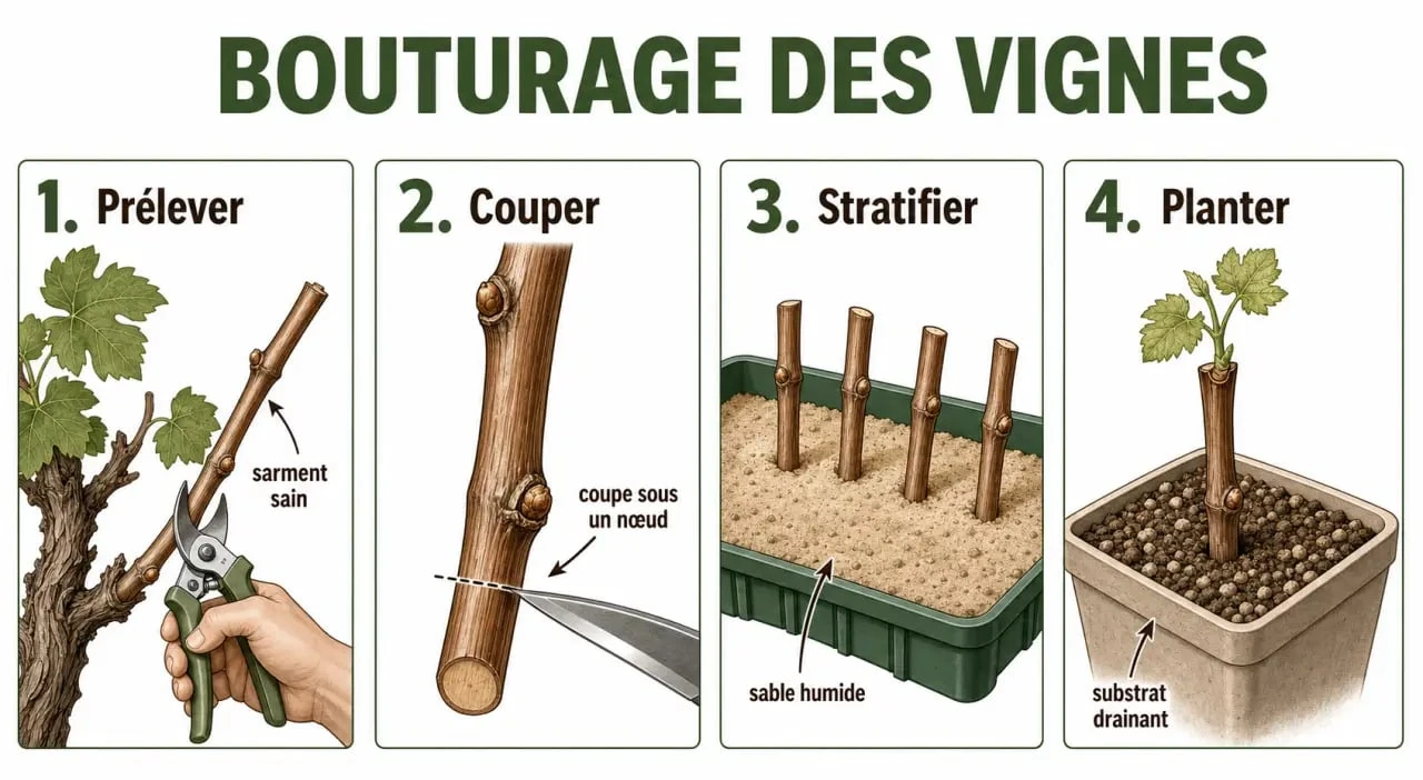 Bouturage des vignes : étapes de coupe, stratification et plantation