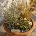 Plante soleil plein sud en pot : perovskia, ciste, pennisetum