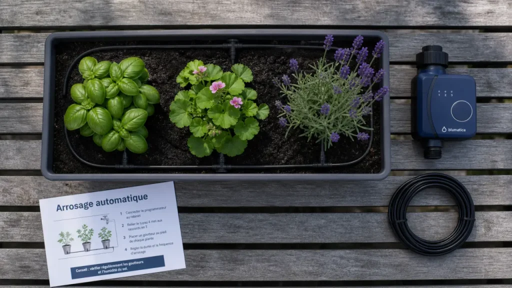 Arrosage automatique pour jardinière : choisir entre goutte-à-goutte, réserve d’eau et micro-goutteurs