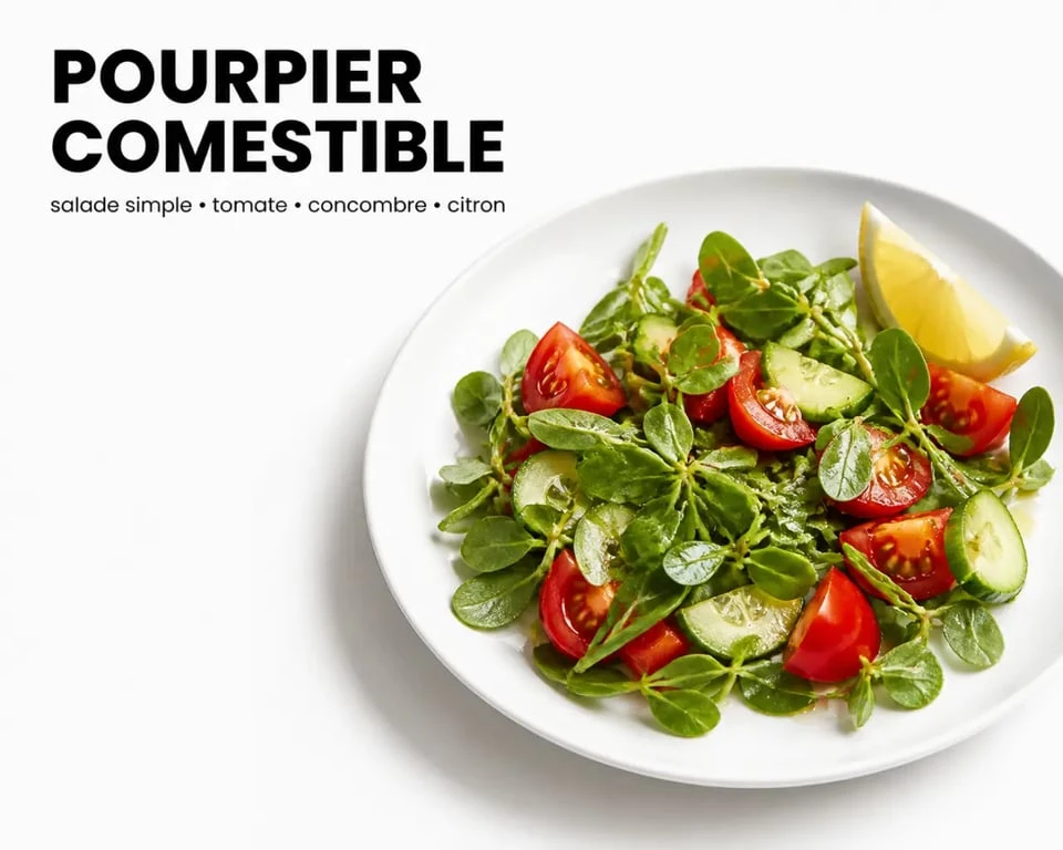 Salade de pourpier comestible fraîche avec tomates et concombre