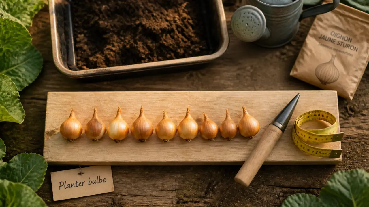 Oignons à planter, bulbes prêts à planter au potager