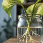 Plante qui pousse dans l eau : bouture de pothos dans l eau claire