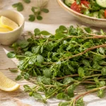 Pourpier comestible : feuilles charnues fraîches, récolte