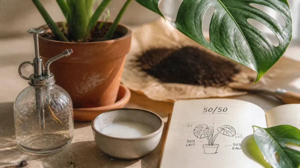 Pourquoi mettre du lait dans les plantes d’intérieur ? Calcium, protection et prudence