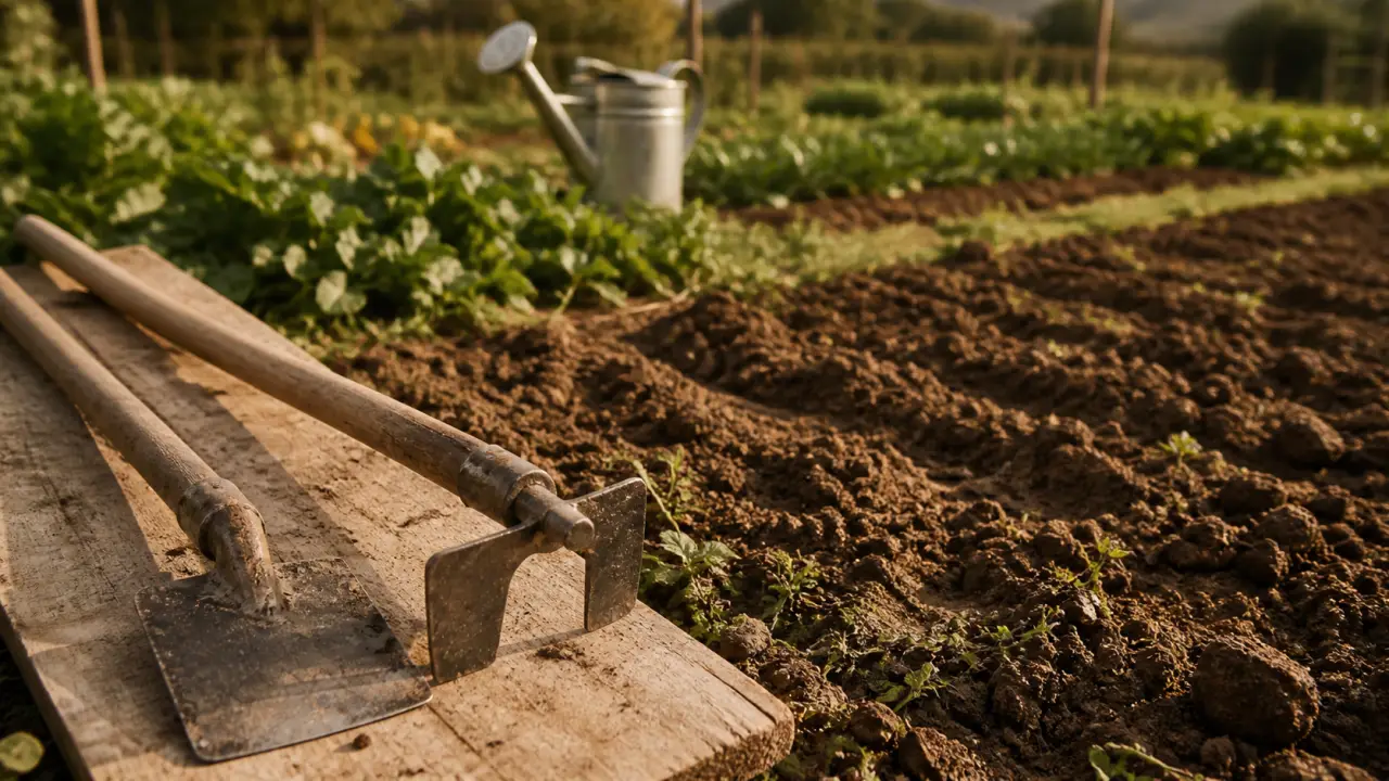 Serfouette ou binette pour désherber et tracer des sillons au potager