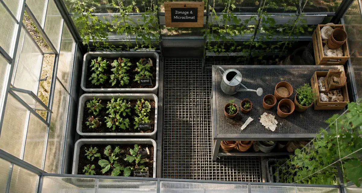 Aménagement serre de jardin : 4 zones pour cultures optimisées
