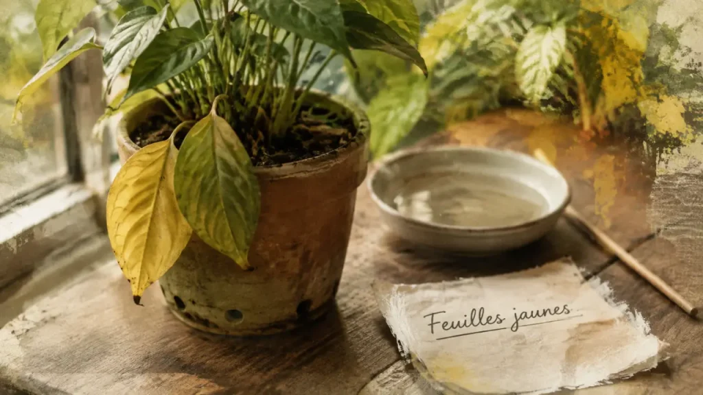 Feuilles jaunes sur les plantes d’intérieur : carence, excès d’eau ou manque de lumière ?
