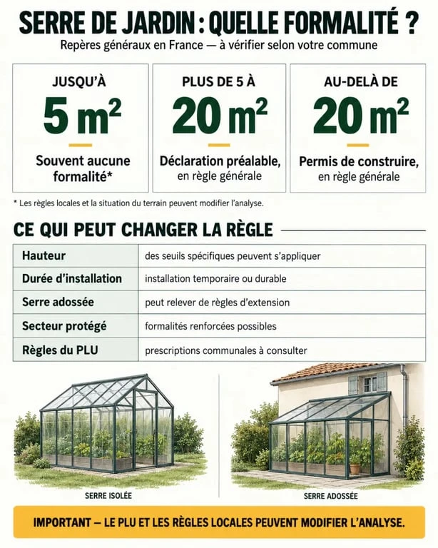 Réglementation serre de jardin : seuils de surface et formalités d’urbanisme