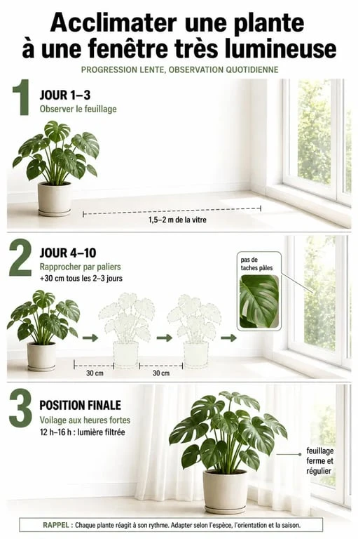 Plantes d intérieur soleil direct : acclimatation progressive près d’une fenêtre lumineuse