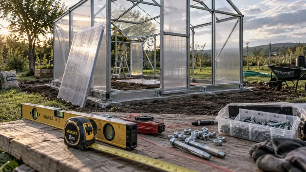 Installation d’une serre de jardin : le mauvais ancrage la fait bouger dès le premier coup de vent
