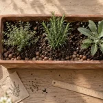 Jardinières plantes aromatiques : billes d’argile et terreau drainant sous racines