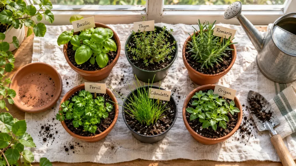 Plantes aromatiques dans la cuisine : des feuilles fraîches sans noyer les racines
