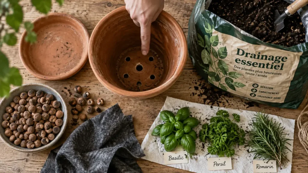 Le bon pot pour plantes aromatiques : 20, 30 ou 50 cm selon les racines