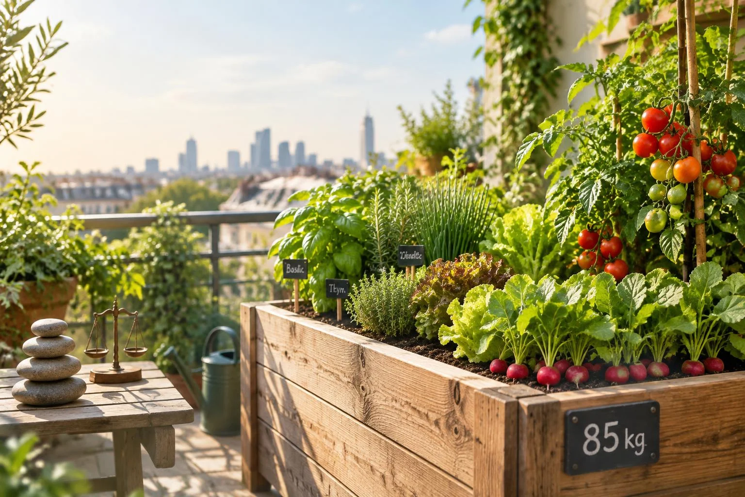 Potager balcon : 85 kg le bac, chiffres clés
