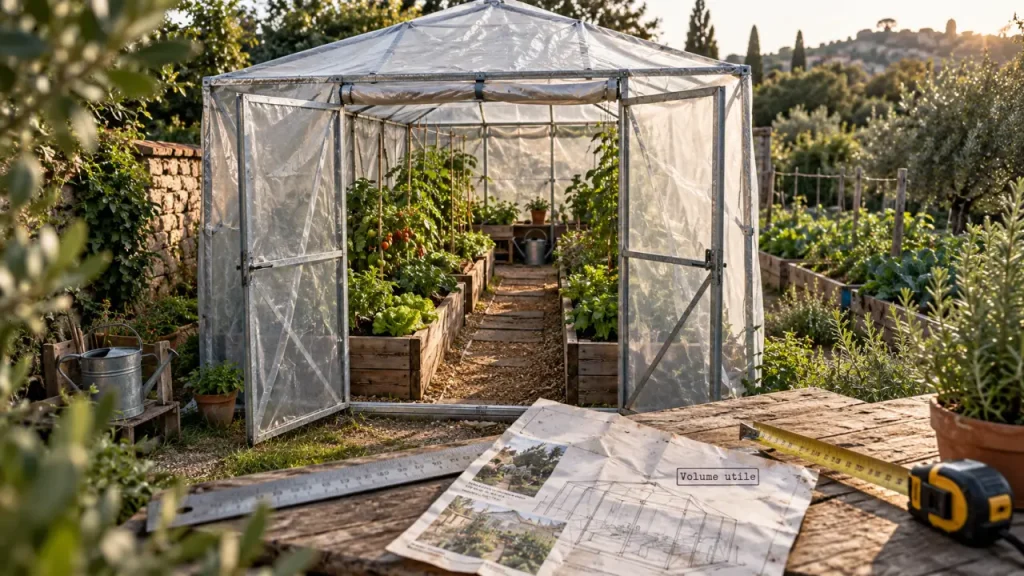 Serre de jardin 9 m² : les pieds droits et l’ancrage font la différence